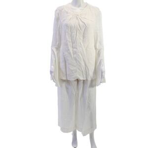 Prabal Gurung Unisex Bohemian 2pc White Viscose Round Neck Long Sleeve Size 4